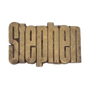 Vintage Solid Brass Personalized Stephen Belt Buckle 1978 By Baron